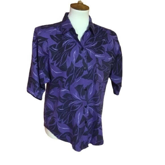 Vintage Tops - Vintage 90s bright purple leaves top